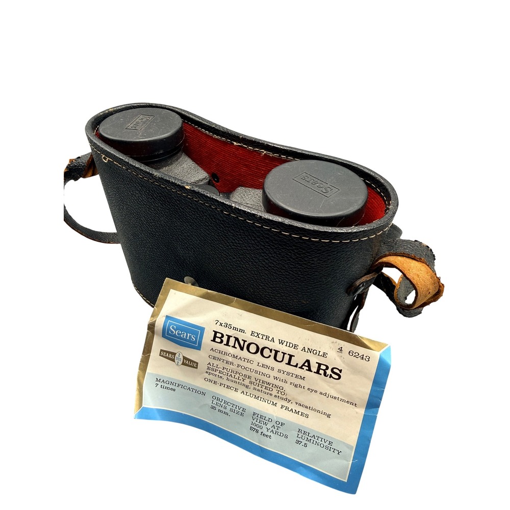 Sears Extra Wide Angle Binoculars 7x35mm Model 6243 Vintage Amber